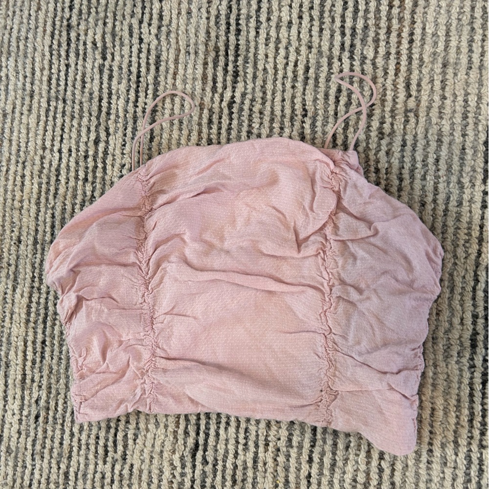 La Hearts Blush Pink Ruched Cropped Cami Size Medium Crop Top